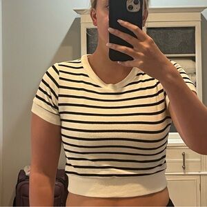 Target Black and White Striped Short Sleeve Top